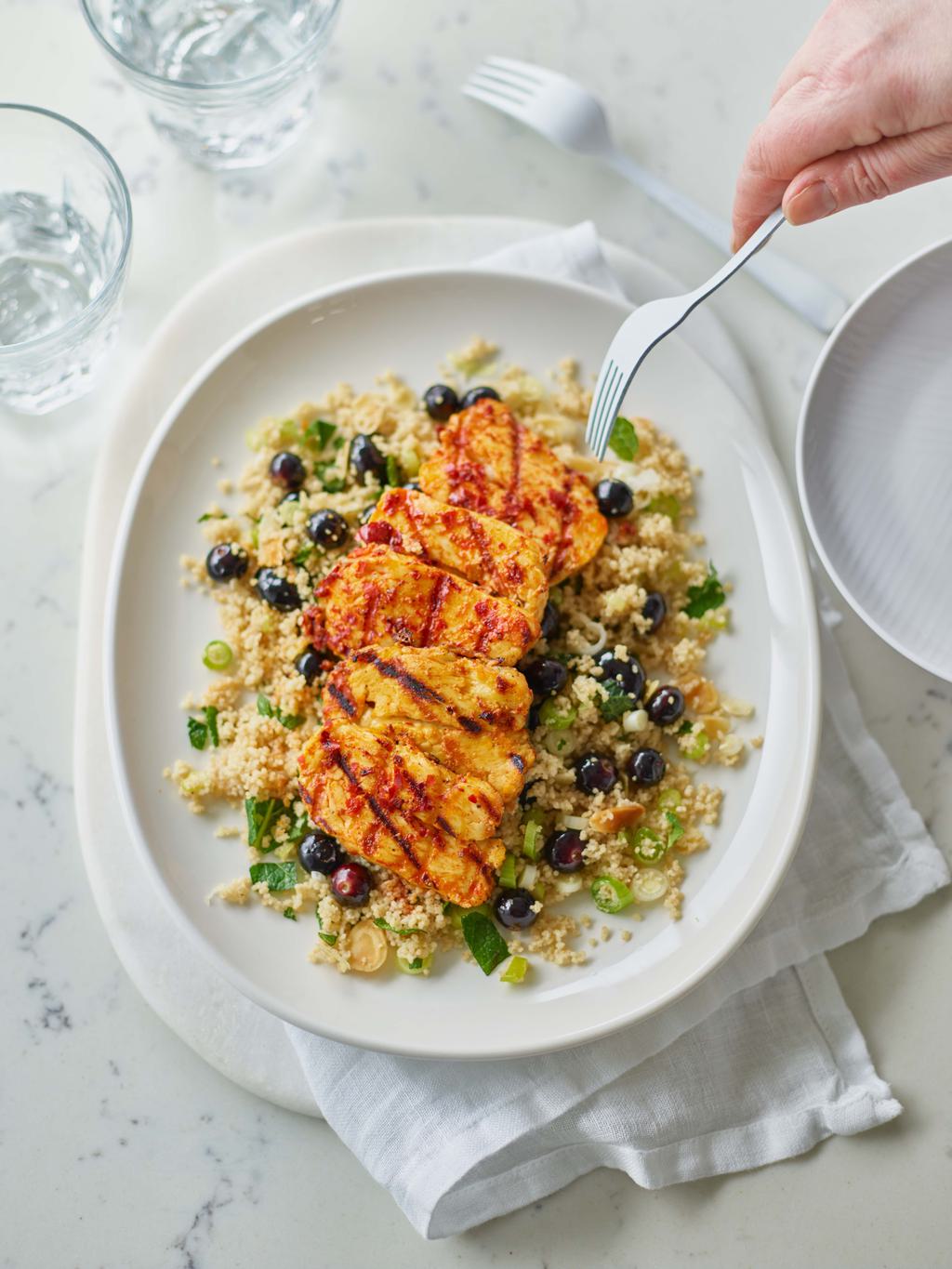 Blueberry griddled harissa halloumi couscous interaction WEB