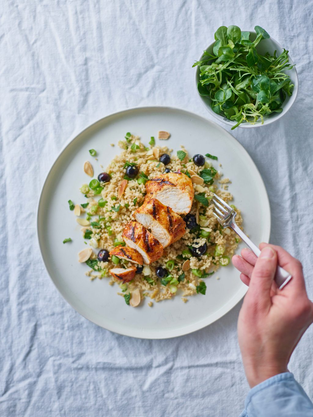 Blueberry griddled harissa chicken couscous interaction WEB